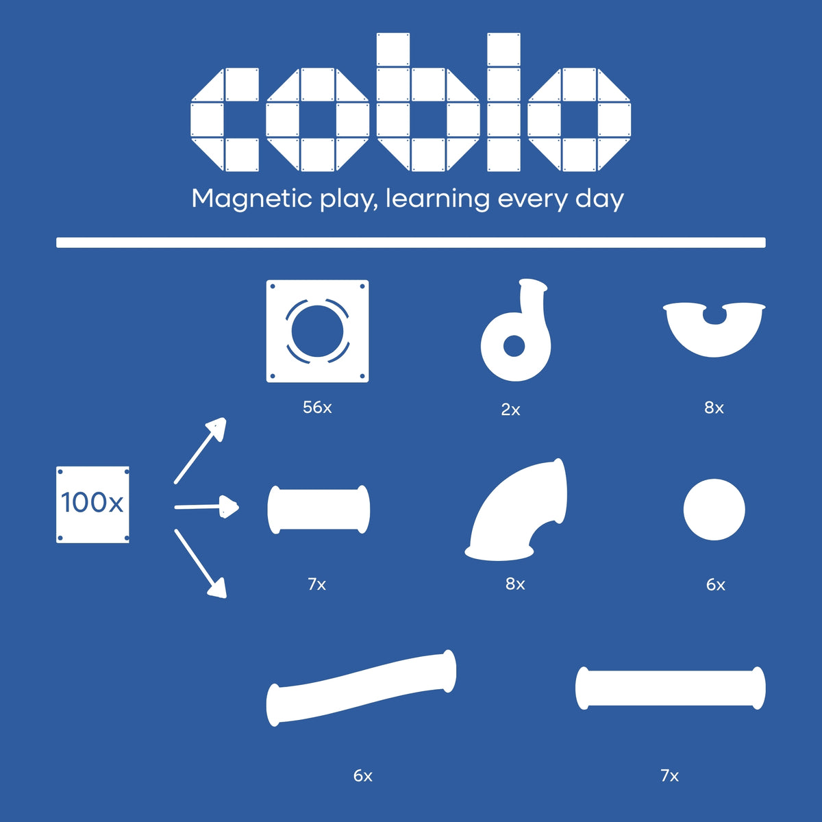 Coblo Knikkerbaan 100 onderdelen (1 omdoos: 5 stuks)